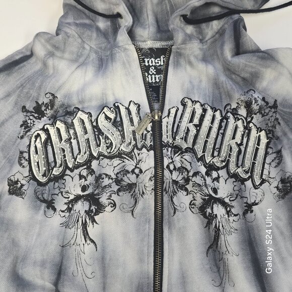 Crash & Burn Affliction Gothic Hooded Jacket Tie-Dye Full Zip Streetwear Med - Picture 8 of 13